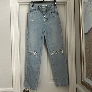 Pacsun light wash ripped straight jeans size 25